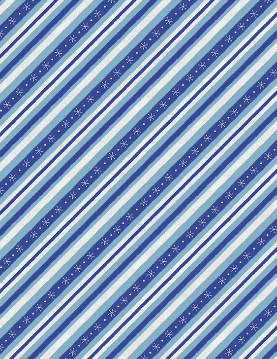 Wilmington Prints - Woodland Gifts - Diagonal Stripe, Blue