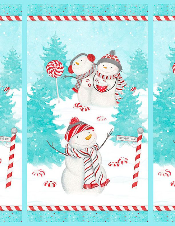 Wilmington Prints - Frosty Merry Mints - 24" Snowmen Panel, Teal