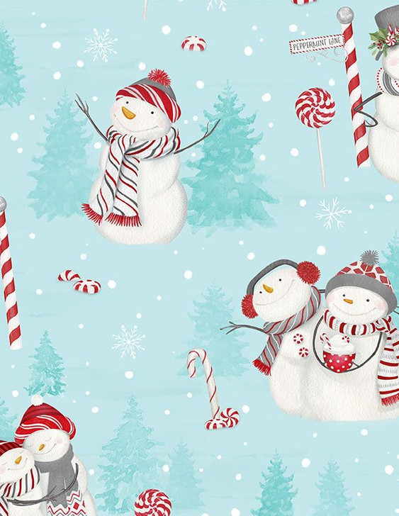 Wilmington Prints - Frosty Merry Mints - Scenic Snowmen, Teal