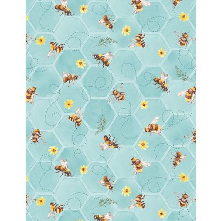 Wilmington Prints - Sunflower Sweets - Bee Toss, Teal