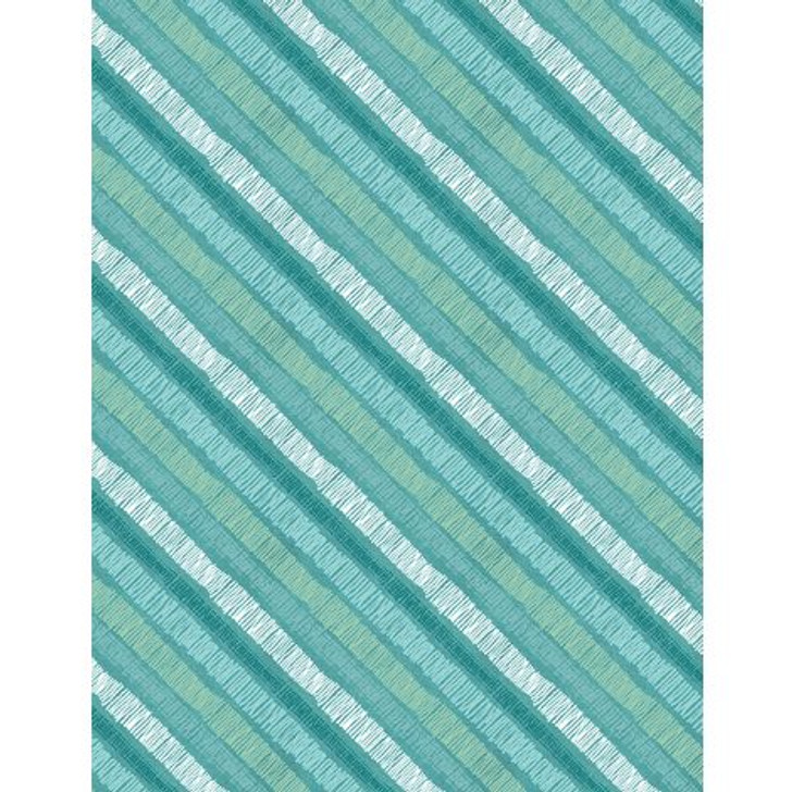 Wilmington Prints - Sunflower Sweets - Diagonal Stripe, Teal