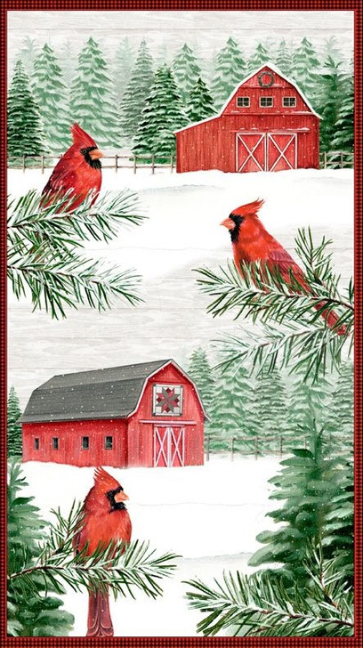 Wilmington Prints - Country Cardinals - 24" Panel, Multi