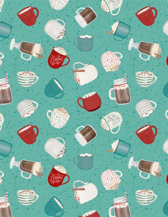 Wilmington Prints - Cocoa Sweet - Mug Toss,Teal