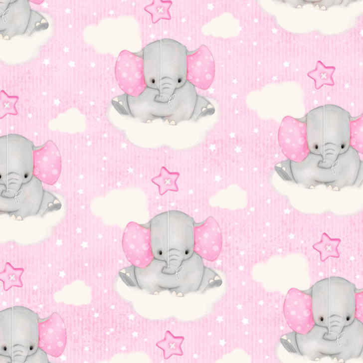 A.E. Nathan - Comfy Flannel Prints - Elephants on Cloud, Pink