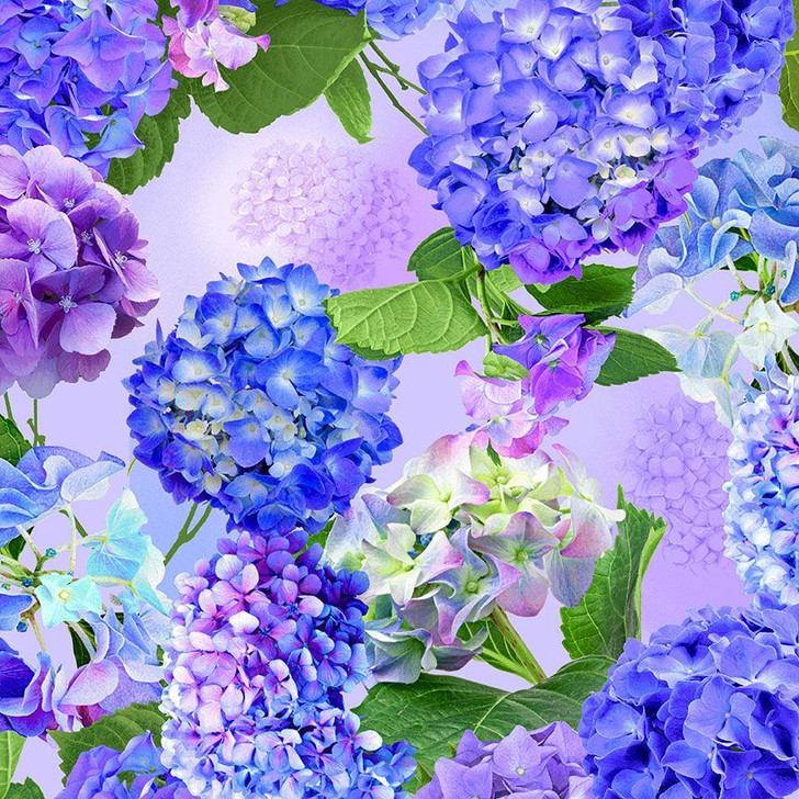 Timeless Treasures - Hydrangea Bliss - Large Florals, Purple