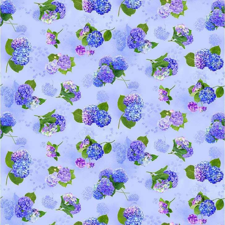 Timeless Treasures - Hydrangea Bliss - Florals, Blue