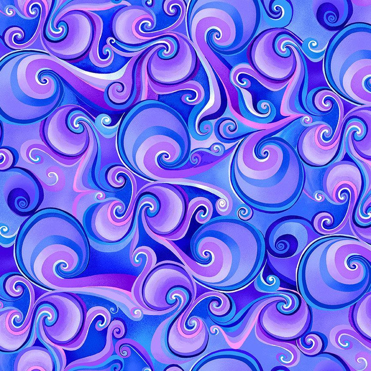 Timeless Treasures - Hydrangea Bliss - Swirls, Purple