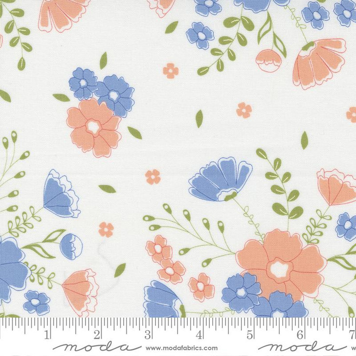 Moda - Peachy Keen - Meadow Floral, Off White