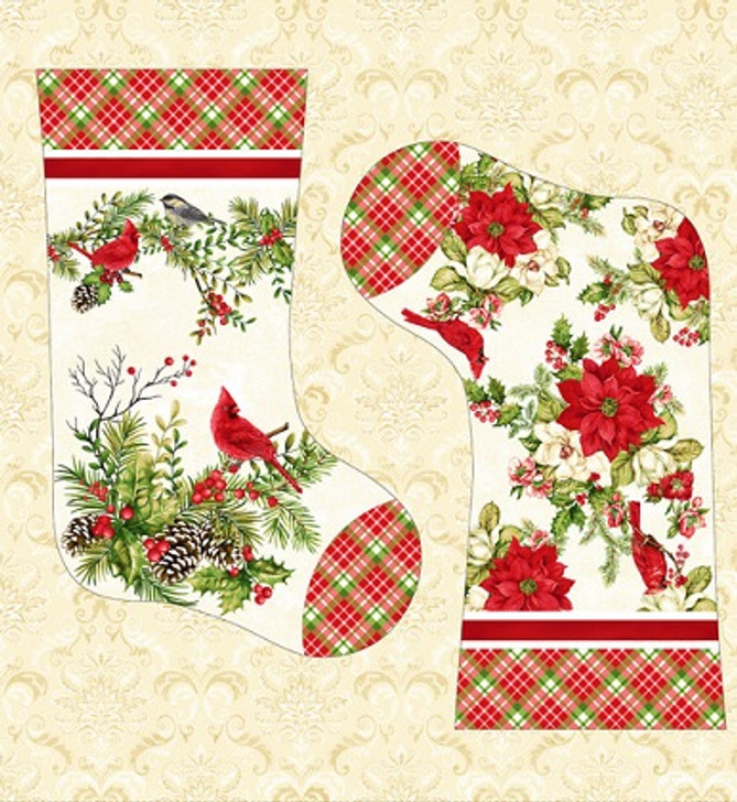 Studio E - Holly Berry Park - 24" Stocking Panel, Cream