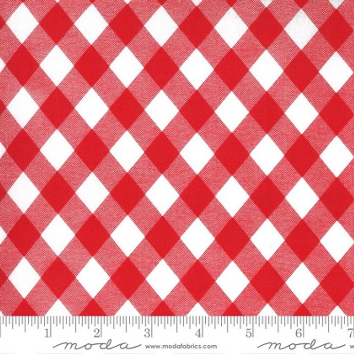 Moda - Sunday Stroll - 45" Vinyl - Coated Fabric, White/Red