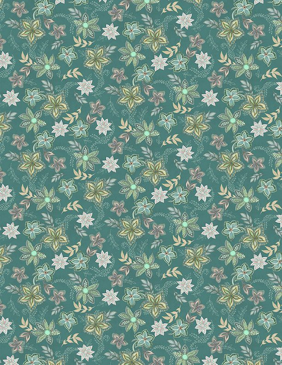 Wilmington Prints - Blissful - Graphic Floral, Teal