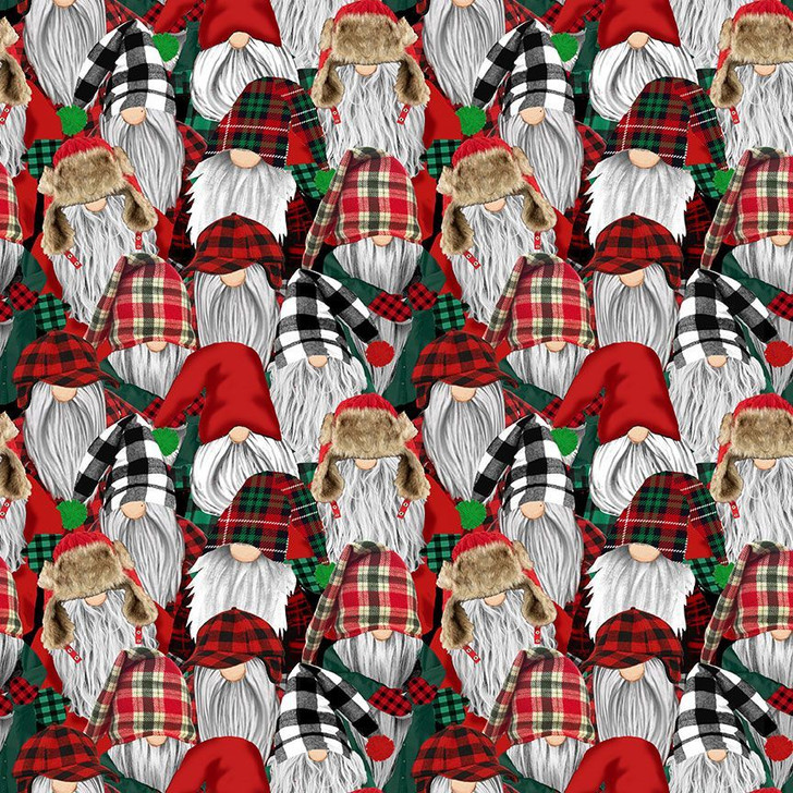 Timeless Treasures - Gnome For The Holidays - Packed Lumberjack Gnomes, Multi