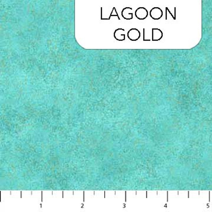 Northcott - Shimmer Radiance - Gold Metallic, Lagoon