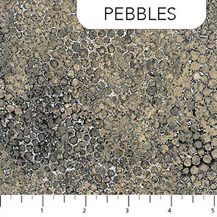 Northcott - Shimmer Metallic - Pebbles, Black Earth