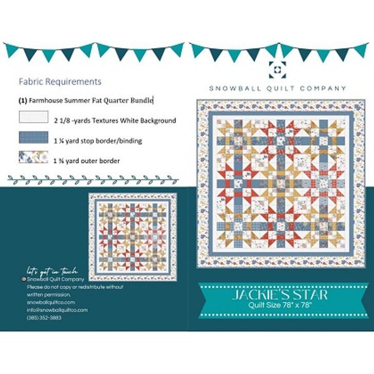 Riley Blake Pattern - Jackie's Star - featuring Farmhouse Summer Collection -  76" x 76"
