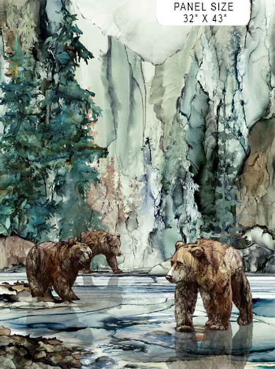 Northcott - Northern Peaks - 32" x 43" Bear Panel, Pine