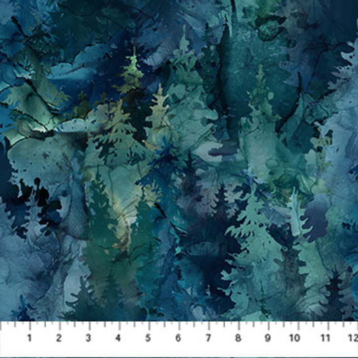Northcott - Northern Peaks - Marbled Pine Trees, Blue