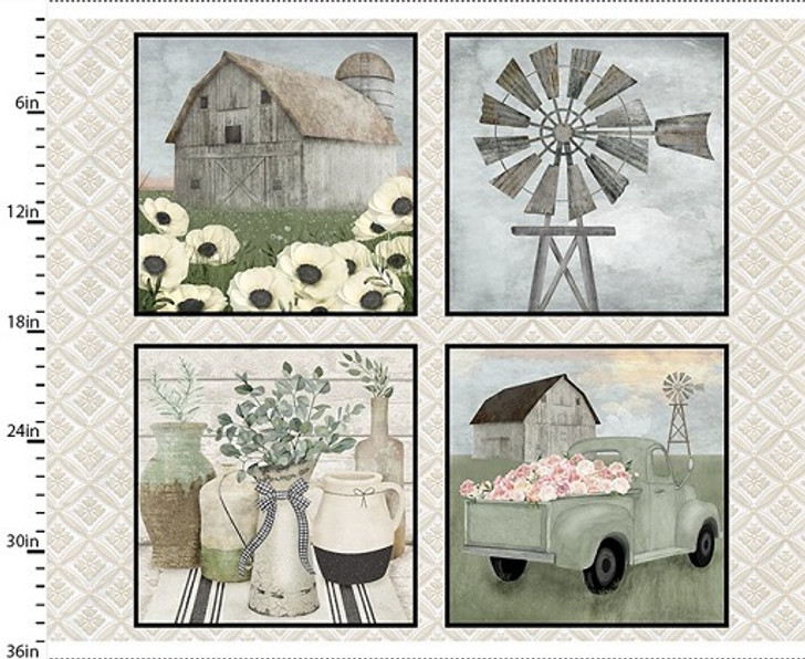 3 Wishes - White Cottage Farm - 36" Countryside Panel, Multi