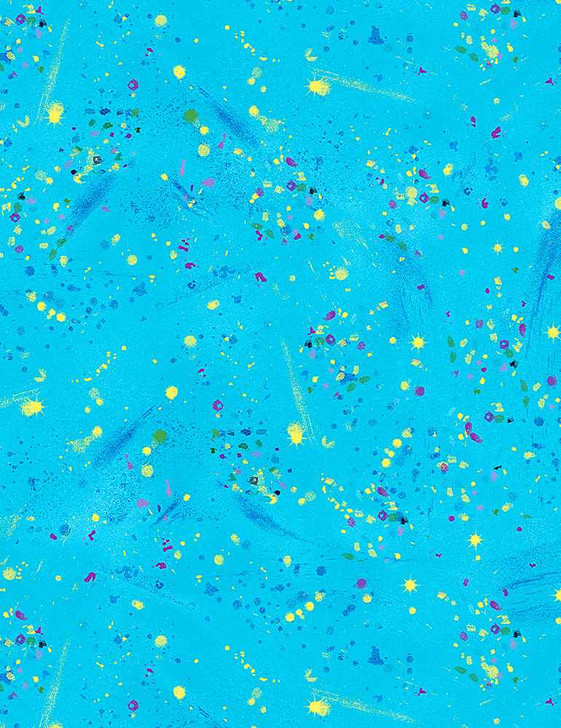 Timeless Treasures - Cats - Small Metallic Paint Splatters, Turquoise