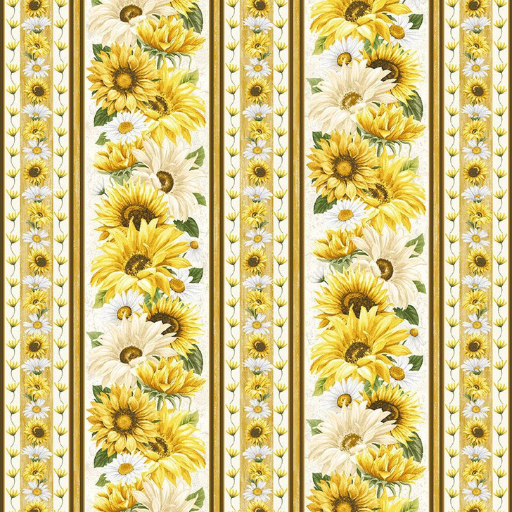 Timeless Treasures - Honey Bee Farm - Bee Floral 11" Stripe, Cream