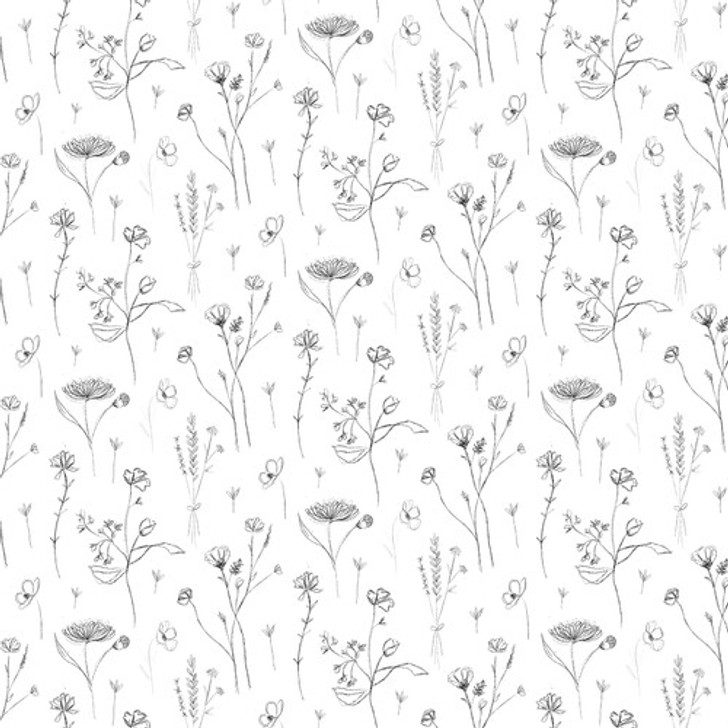 Blank Quilting - Royal Jelly - Sketched Floral, White