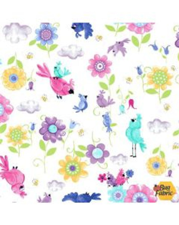 SusyBee - Bird's Buddies - Birds & Flowers, White