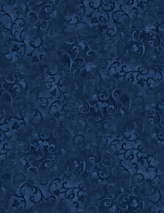 Wilmington Prints - Essentials Scroll, True Navy