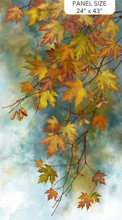 Northcott - Autumn Splendor - 24" Leafy Branch Panel, Teal