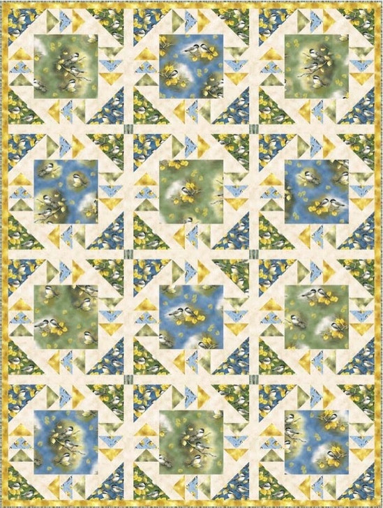 Quilting Treasures Pattern - Chickadees & Sunshine Quilt - 59" x 78.5"