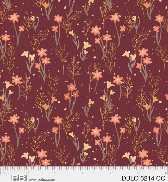 P & B Textiles - Desert Blooms - Flowers & Stems, Purple