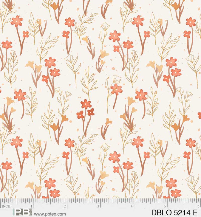 P & B Textiles - Desert Blooms - Flowers & Stems, Ecru