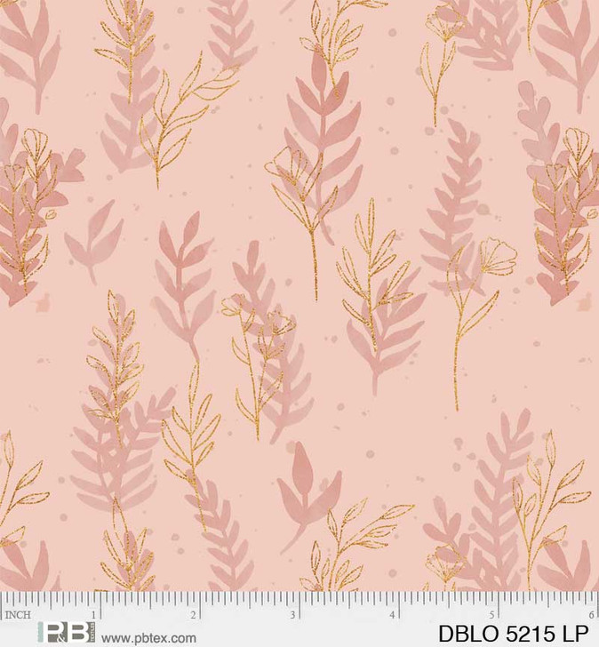 P & B Textiles - Desert Blooms - Tonal Leaf Stems, Light Pink