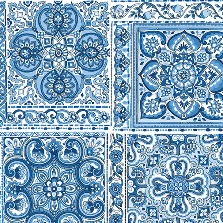 Benartex Traditions - Bluesette - Bluesettte Tiles, Blue/White