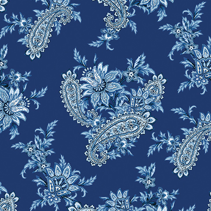 Benartex Traditions - Bluesette - Paisley, Dark Blue