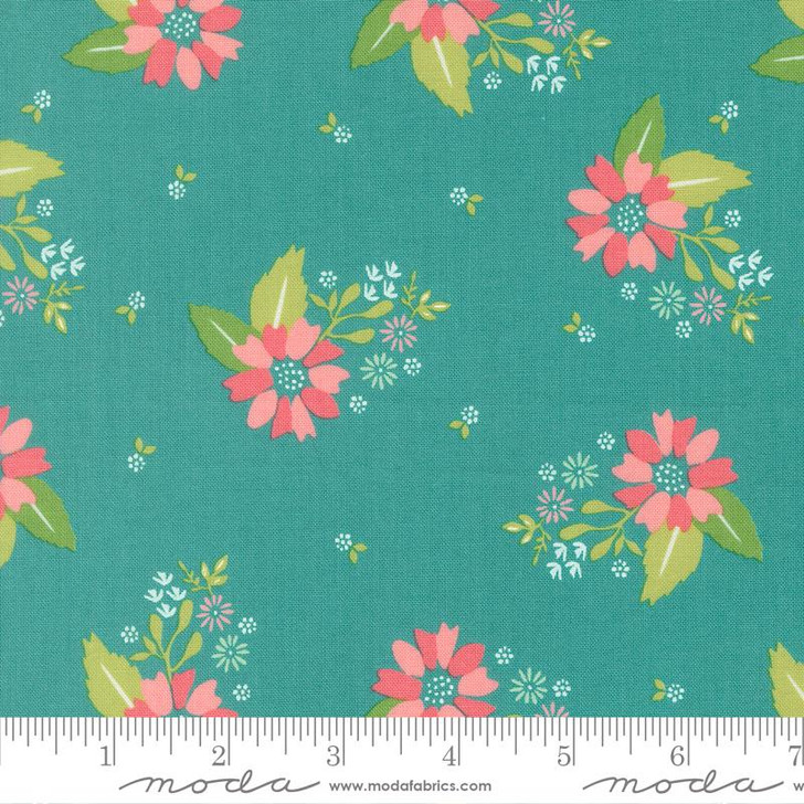 Moda - Strawberry Lemonade - Carnation Floral, Teal