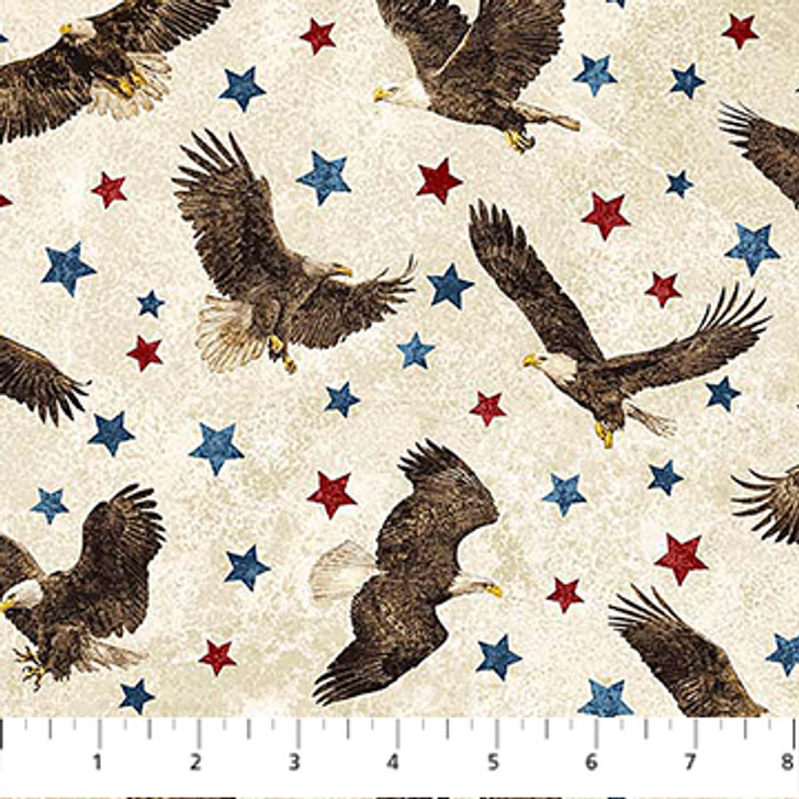 Northcott - Stonehenge Stars & Stripes 11 - Eagles & Stars, Cream