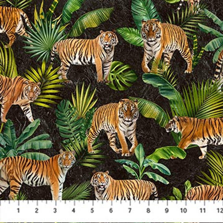 Northcott - Jungle Queen - Prowling Tigers, Black