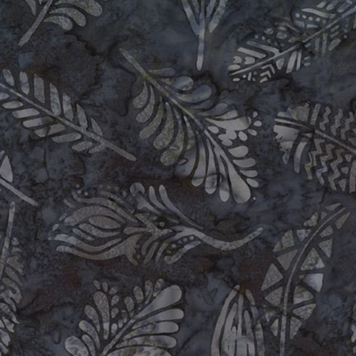 Benartex Batiks - Bali Sandy Isle - Feather, Charcoal