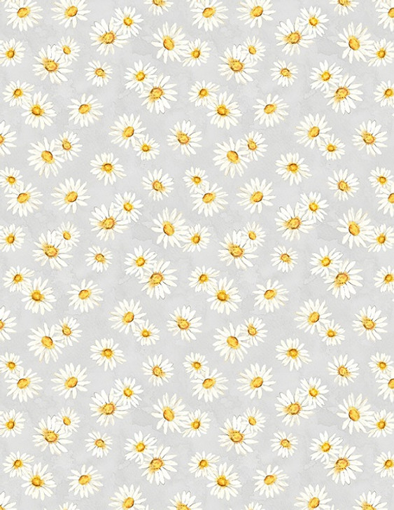 Wilmington Prints - Zest For Life - Daisy Toss, Gray