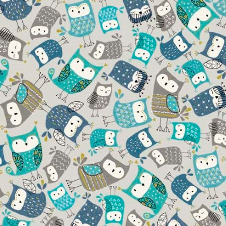 Quilting Treasures - What A Hoot - Packed Owls, Gray