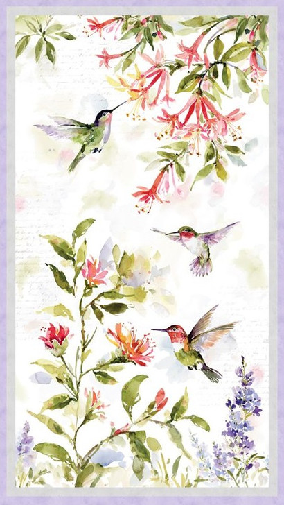 Wilmington Prints - Hummingbird Floral - 24" Panel, Multi