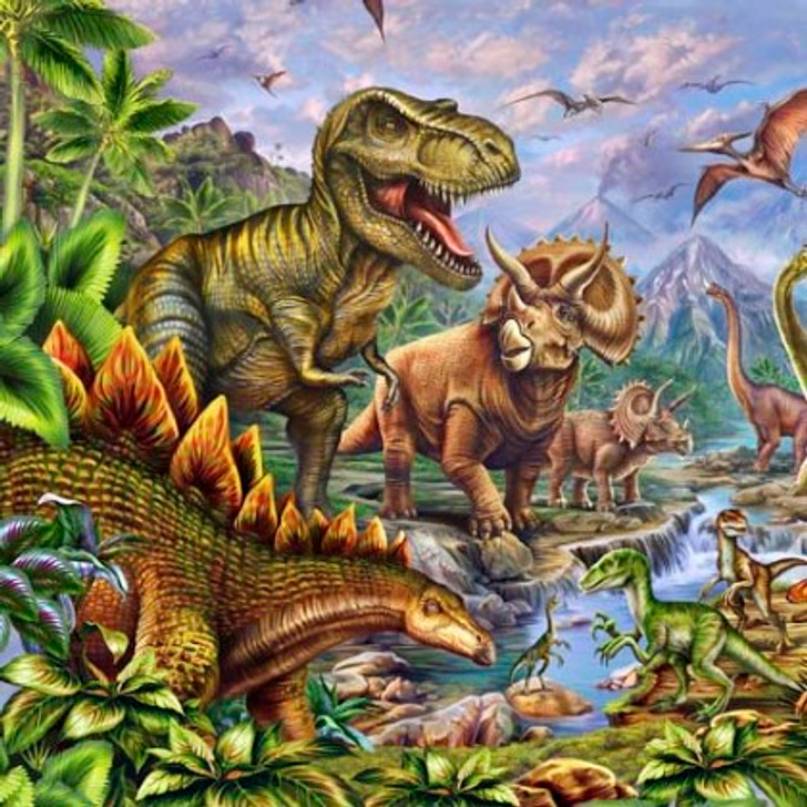 Copy of Quilting Treasures - Jurassic Journey - 36" Dinosaur Panel, Multi