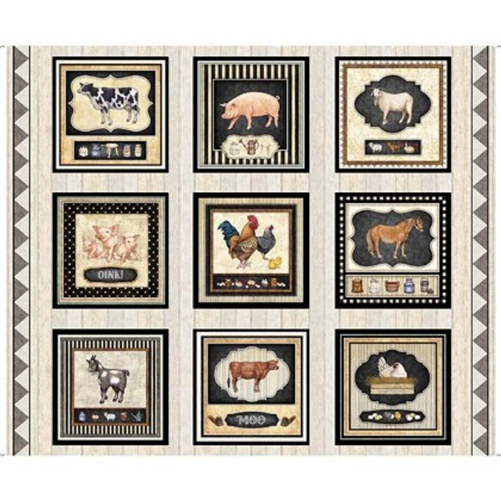 Quilting Treasures - Country Farm - Farm Picture Patches, Ecru