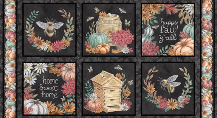 Blank Quilting - Late Summer Harvest - 24" Block Panel, Charcoal