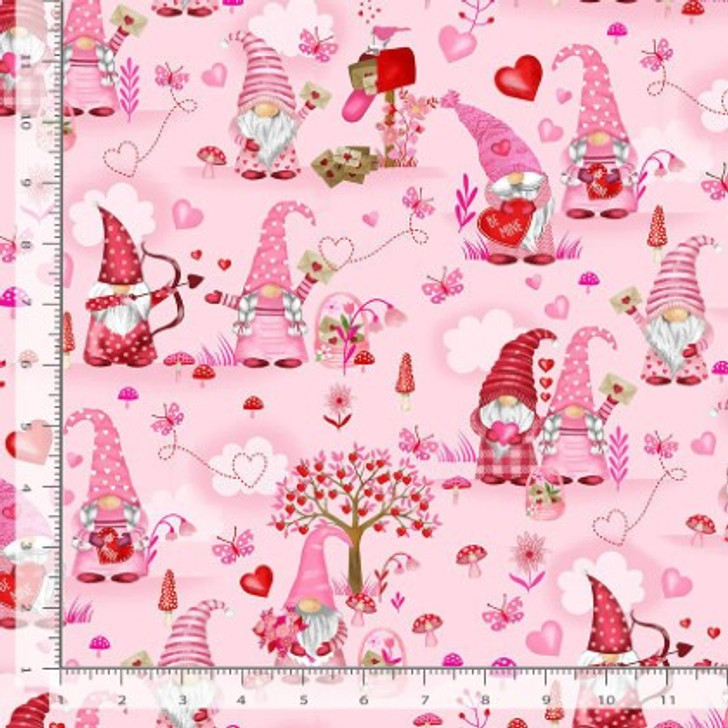 Timeless Treasures - Gnome One Like You - Valentine Gnomes, Pink