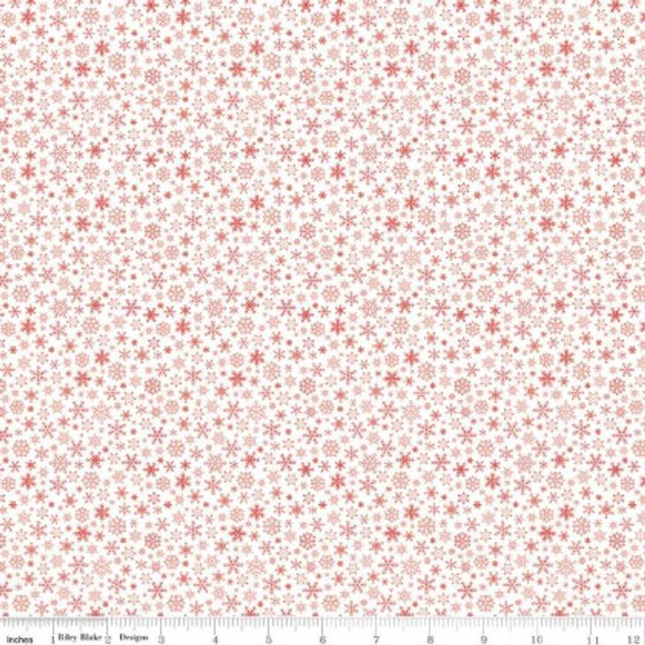 Riley Blake - 108" Peace on Earth - Red Snowflakes, White