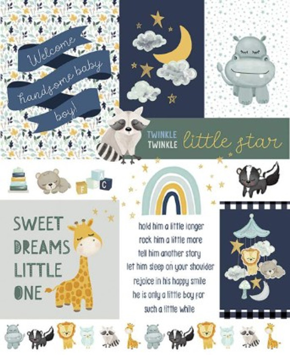 Riley Blake - It's A Boy - 36" Welcome Baby Boy Panel, Navy