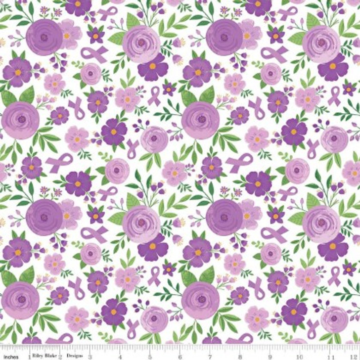 Riley Blake - Strength in Lavender - Floral, White