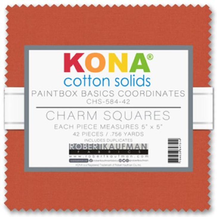 Robert Kaufman - 5" Charm Squares - Paintbox Basics Coordinates - Kona Solids