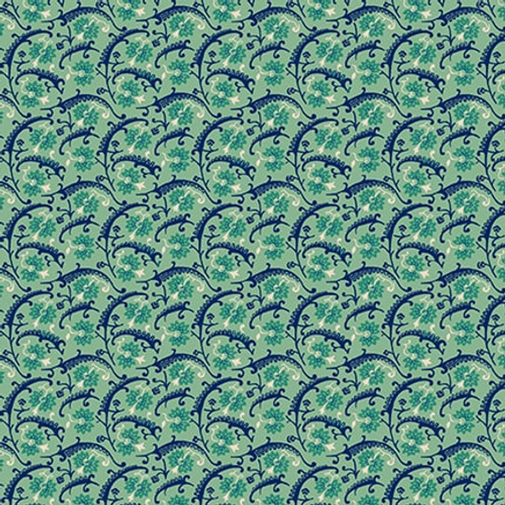 Henry Glass - Quiet Grace - Vintage Floral, Aqua